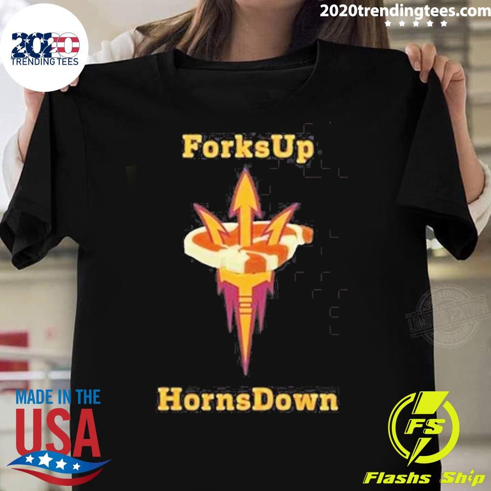 Original Arizona State Sun Devils Ncaa 2024 Forks Up Horns Down T-shirt