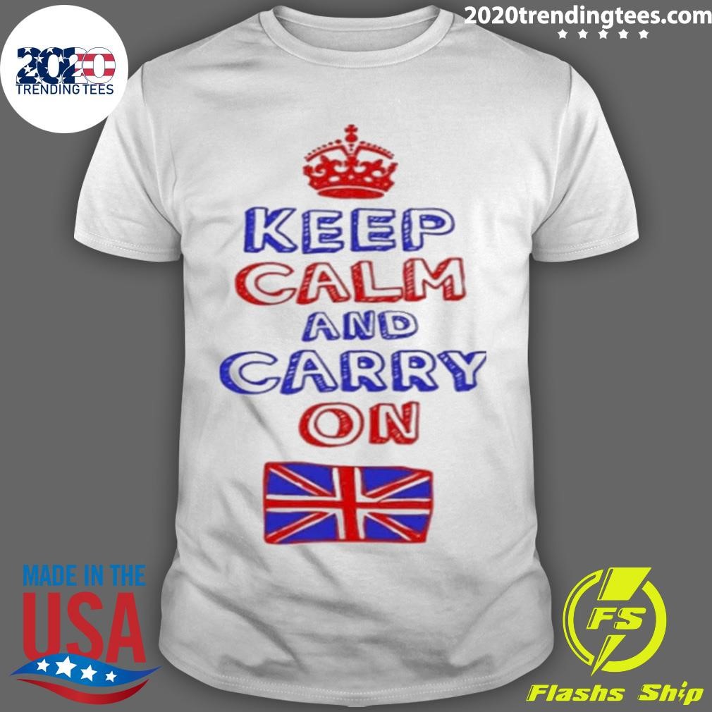 Top Keep Calm And Carry On England Flag T-shirt