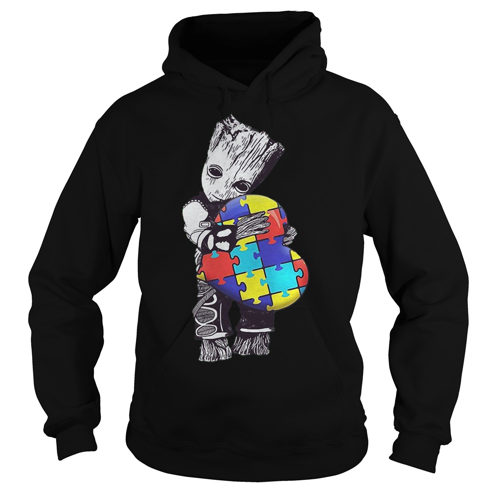 Baby Groot Hug Autism Heart Irish Patrick Day Hoodie