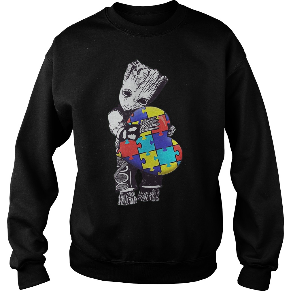 Baby Groot Hug Autism Heart Irish Patrick Day Sweater