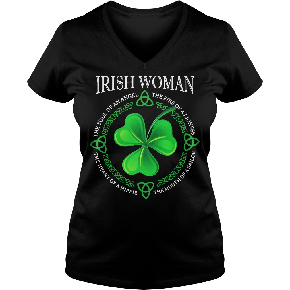 Irish Woman The Soul Of An Angel The Fire Of A Lioness Ladies v neck