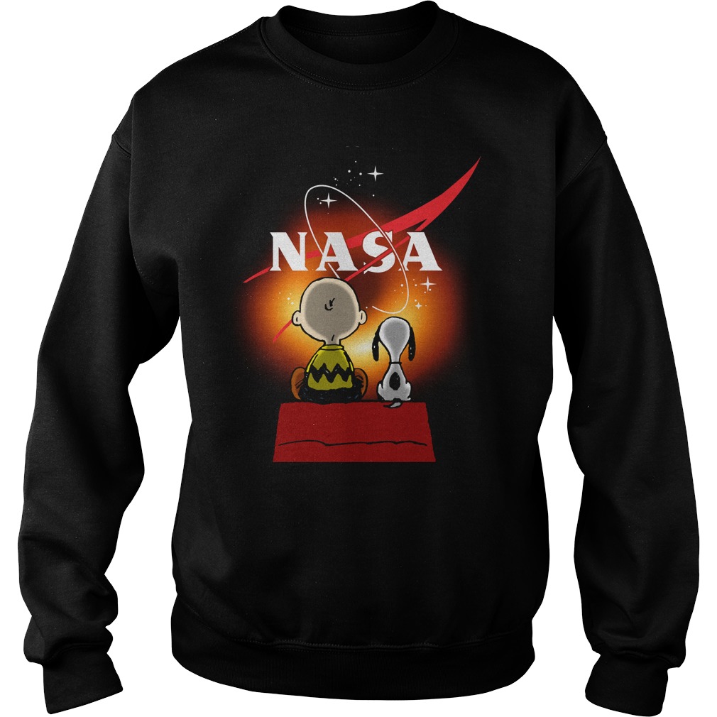 Snoopy And Charlie Brown Looking Black Hole Nasa Sweatshirt