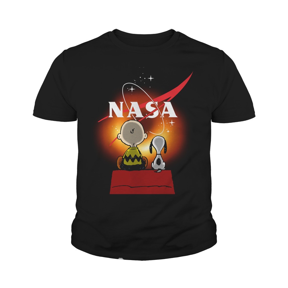 Snoopy And Charlie Brown Looking Black Hole Nasa Youth Shirt