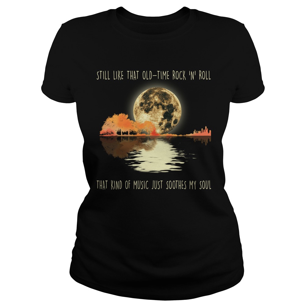 Guitar And Moon Still Like That Old Time Rock And Roll Sleeve Shirt, image size:1010x1010