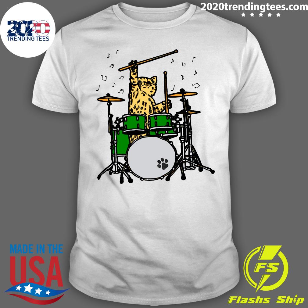 cat playing drums shirt